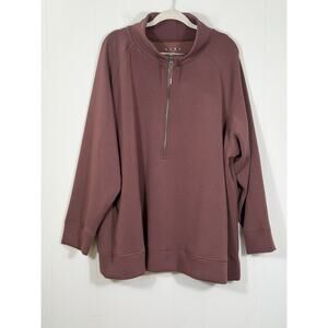 Livi Lane Bryant Journey Half-Zip Sweatshirt Size 30/32 Pockets Long Sleeve Plum